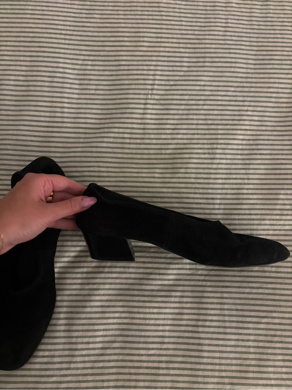 COS Black Suede Mid Block Women's Heels